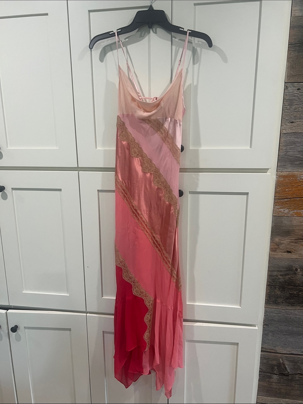 NWT VTG 2004 Victoria's Secret Silk Asymmetrical Slip Dress Pink Ombre S
